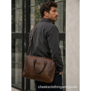 Shinola Detroit Series S03 Brown Leather Weekend Briefcase Messenger Bag S03707